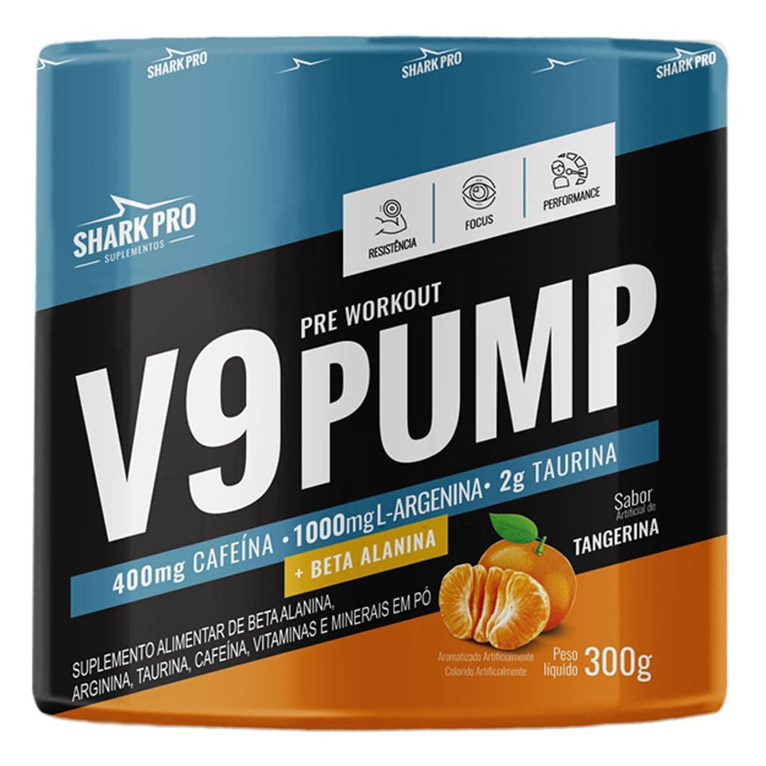 V9 Pump Pré-Treino 300g sabor Tangerina | Shark Pro