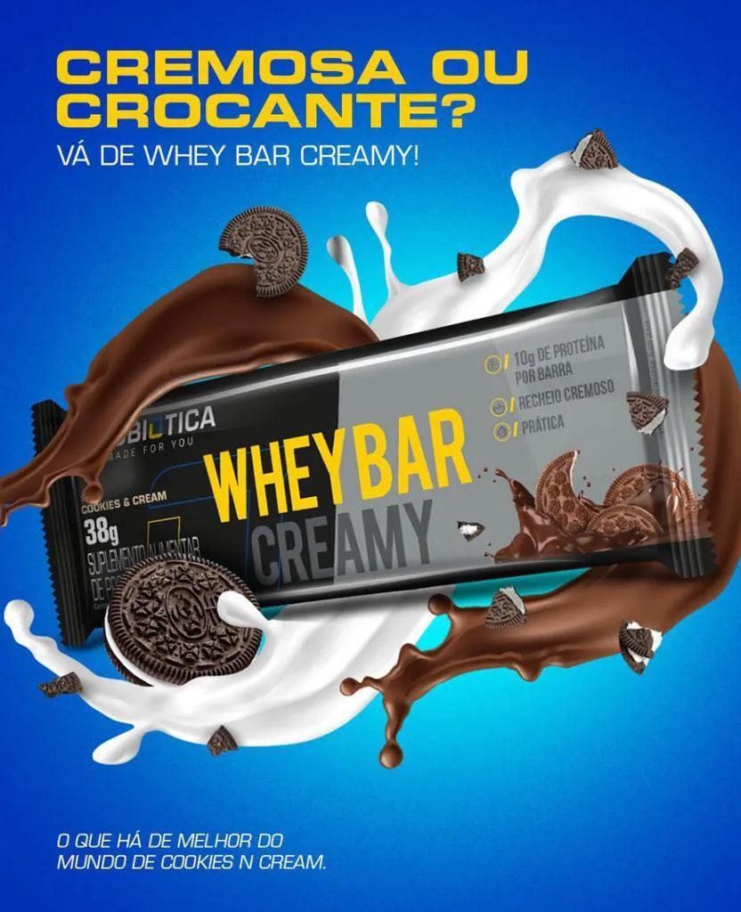 Whey Bar Creamy 12x38g sabor Cookies & Cream | Probiótica