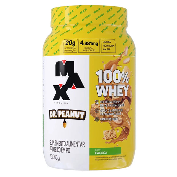 Whey 100% Paçoca 900g Dr.Peanut Collab Max Titanium
