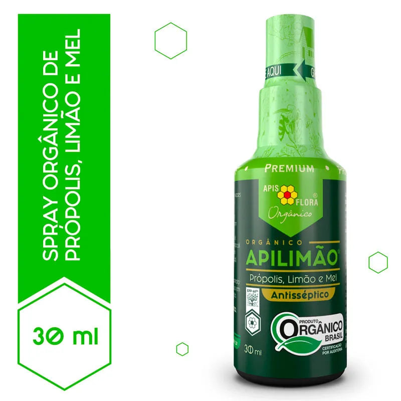 Apilimão Spray Orgânico Propólis Mel e Limão 30ml Apis Flora