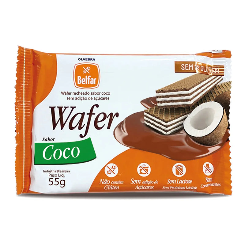 WAFER COCO S/GLUTEN S/LACTOSE E ACUCAR 55G