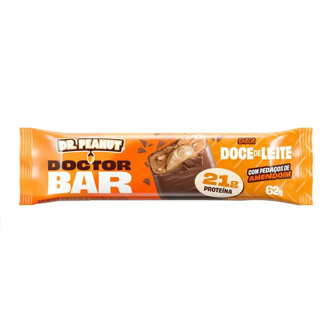 DOCTOR BAR DR.PEANUT 8X62G DOCE DE LEITE C/PEDACOS DE AMEND.
