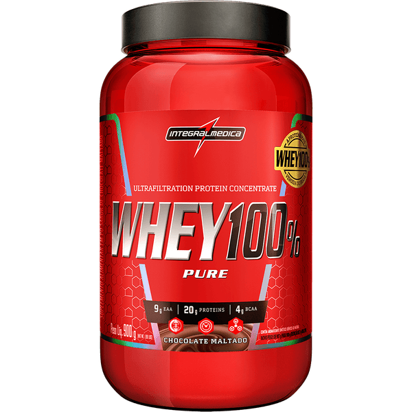 Whey 100% Pure - 907g Chocolate Maltado, Integral Médica