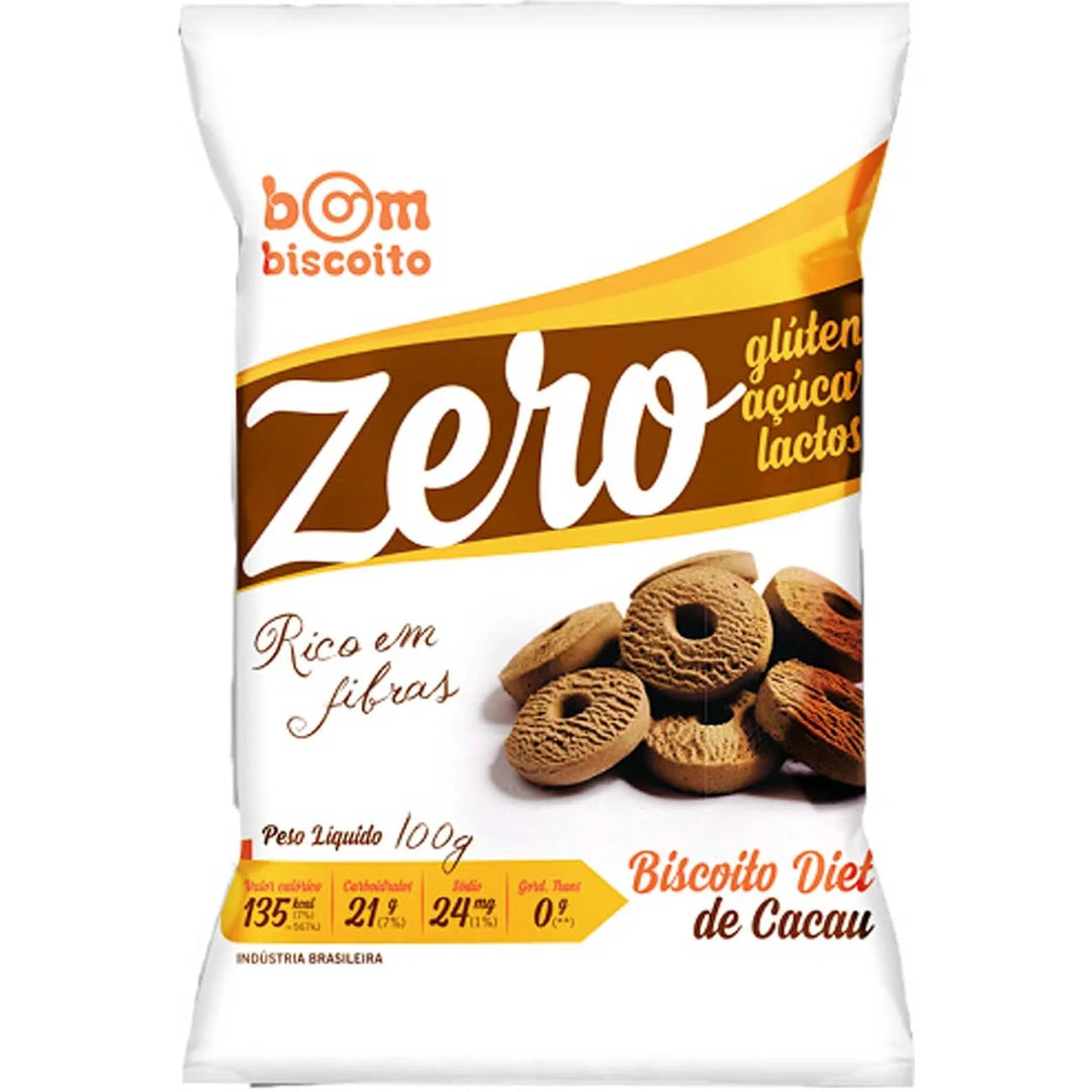 Biscoito Diet Cacau Sem Glúten Sem Lactose 100g Bombiscoito