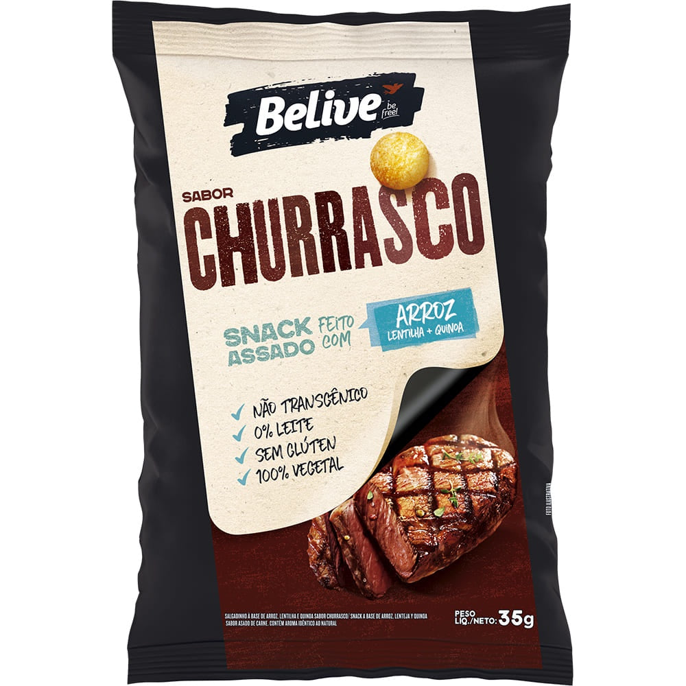 Snack Multigrãos Sabor Churrasco Sem Glúten Sem Lactose 35G Belive