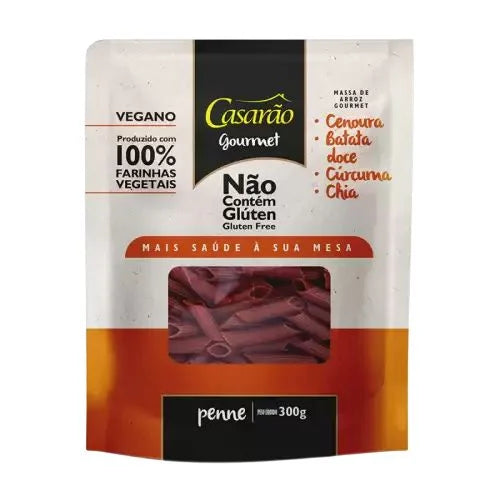 MASSA DE ARROZ GOURMET 300G PENNE C/CEN./BAT./CURCU./CHIA