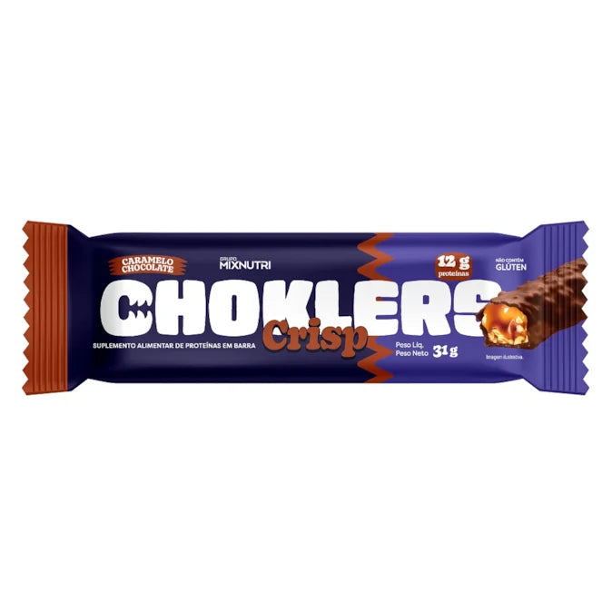 Barra Protein Choklers Crisp 12x31g sabor Caramelo com Chocolate | Mix Nutri