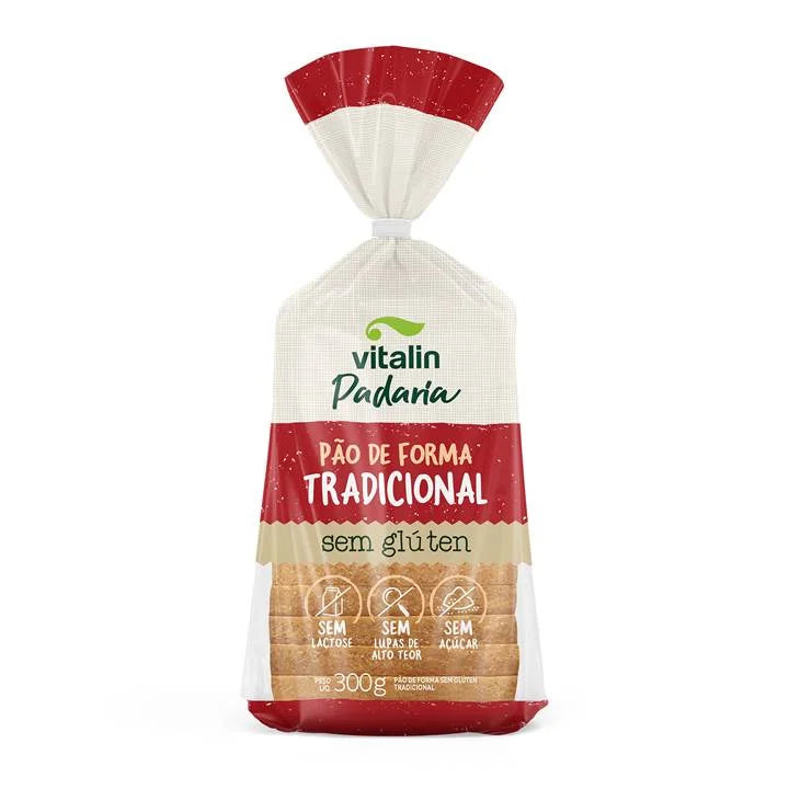 Pao De Forma Sem Gluten/ Lactose 300g Tradicional Vitalin