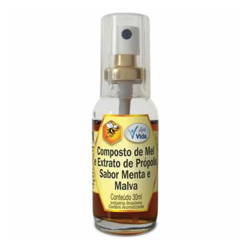 Spray Composto 30ml sabor Menta, Mel e Extrato de Própolis e Malva | Apis Vida