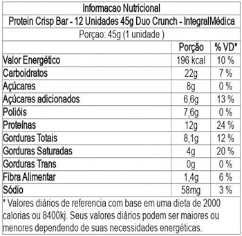 Protein Crisp Bar Caixa c/ 12 Unidades 45G Duo Crunch integralmedica