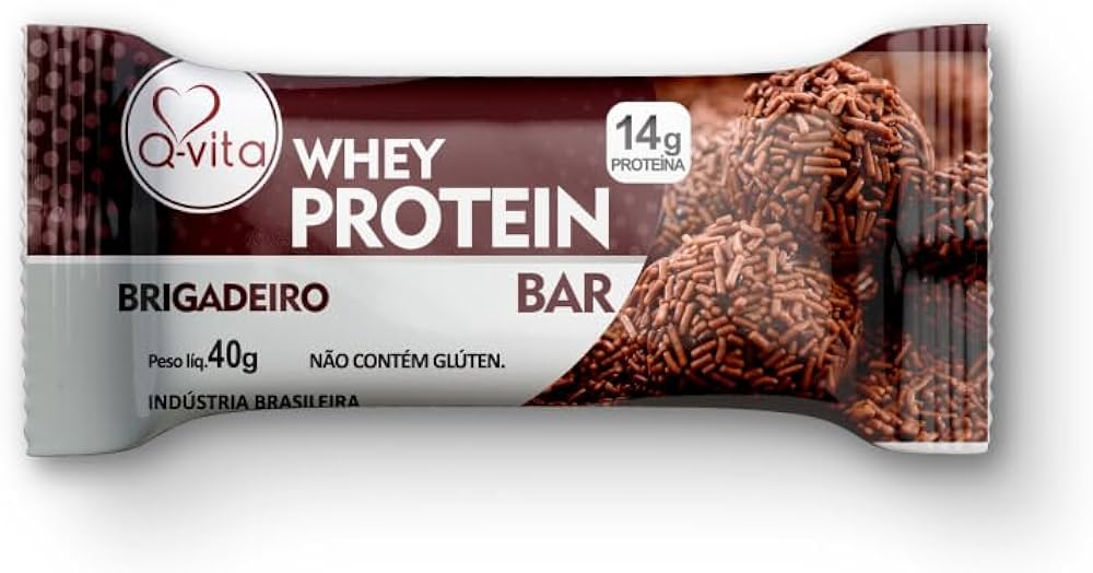 Barra De Whey Protein Brigadeiro S/Glúten 18 unidades 40g Q-Vita