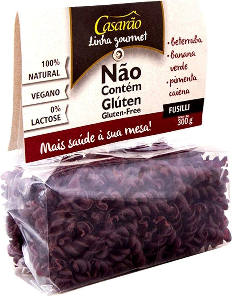 Macarrão de Arroz com Beterraba e Banana Fusilli Sem Glúten Casarão 300g