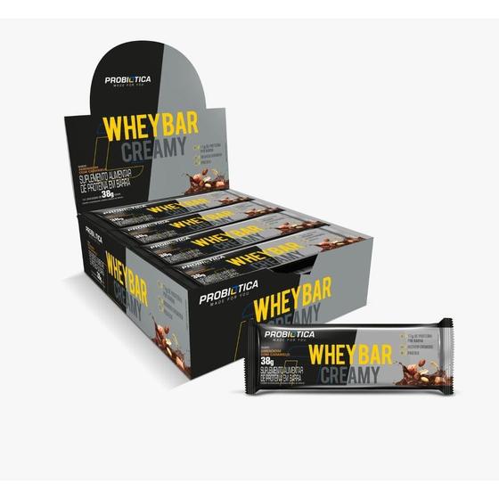 Whey Bar Creamy 12X38G Amendoim C/Caramelo Probiotica