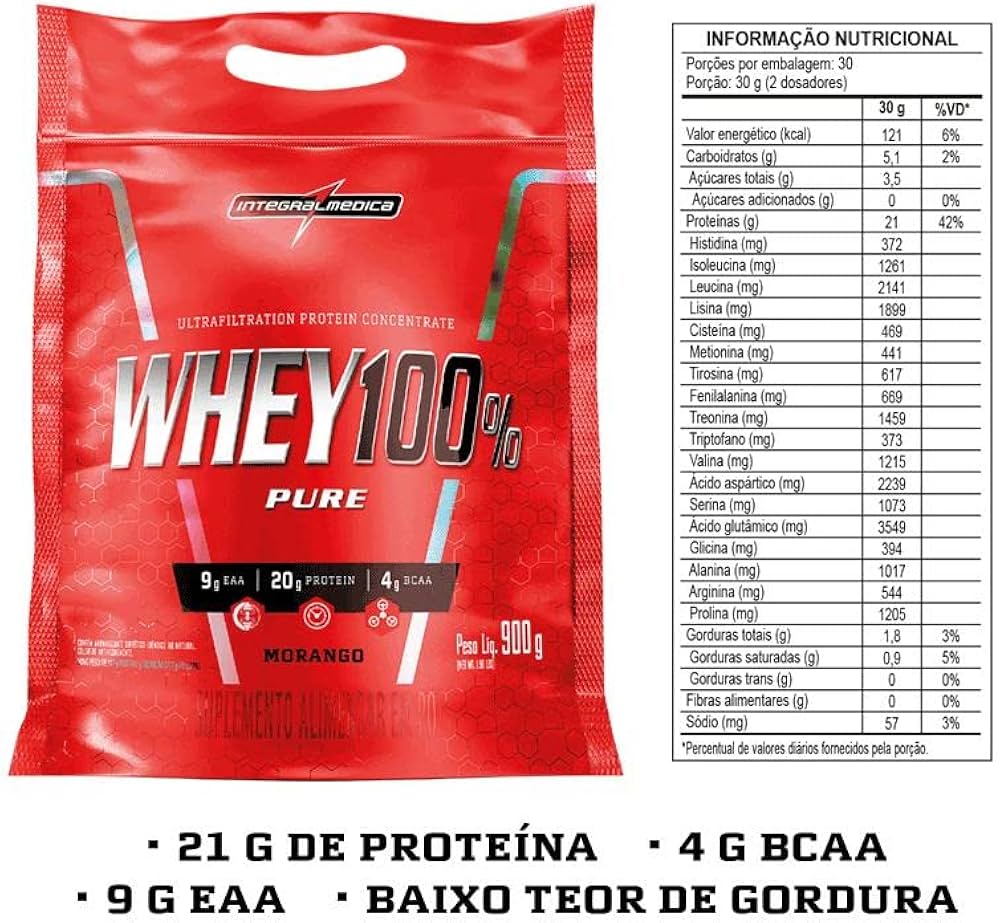 Whey 100% Pure 900g Saco Integralmedica - Baunilha