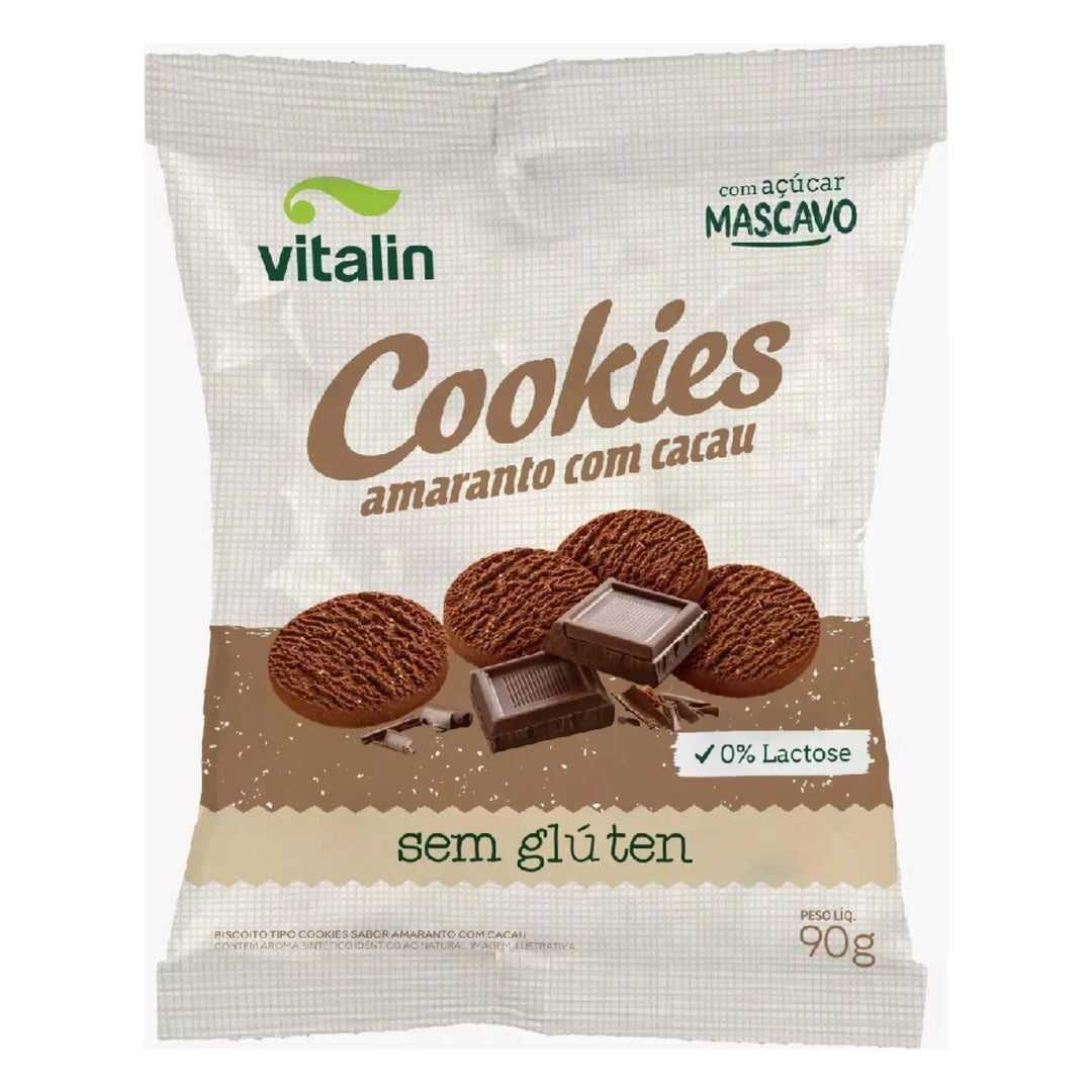 Cookie Zero Lactose e Sem Glúten 90g amaranto e cacau | Vitalin