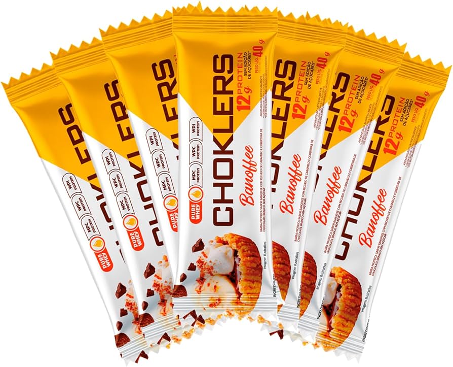 Barra de Proteína sem Açúcar Choklers 12x40g sabor Banoffee | Mix Nutri