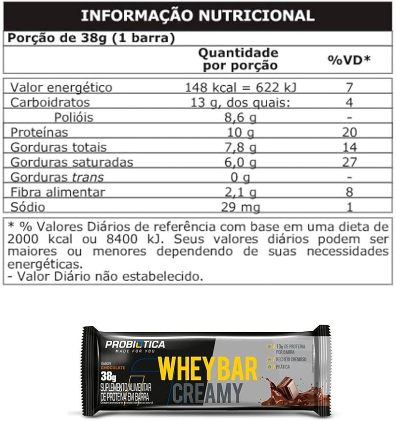 Whey Bar Creamy 12X38G Amendoim C/Caramelo Probiotica