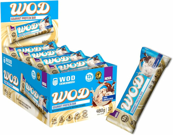 Barra Proteína Wod Gourmet Cookies e Cream 12 unidades 40g Wod Nutrition