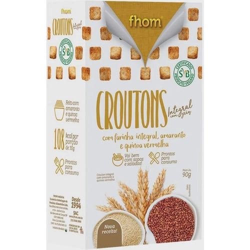 Crouton Integral com Grãos Zero Lactose Alimento Vegano Fhom 90G