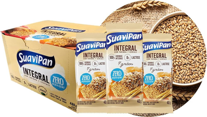 Bolinho Integral 7 Grãos S/Açúcar 12 unidades 40g Suavipan