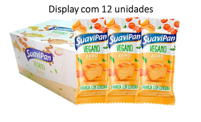 Bolinho Laranja C/Cenoura Zero Açúcar 12 unidades 40g Suavipan