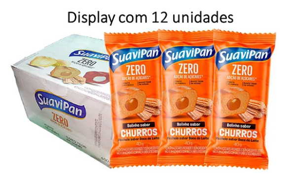 Bolinho Churros C/Doce de Leite Zero Açúcar 12 unidades 40g Suavipan