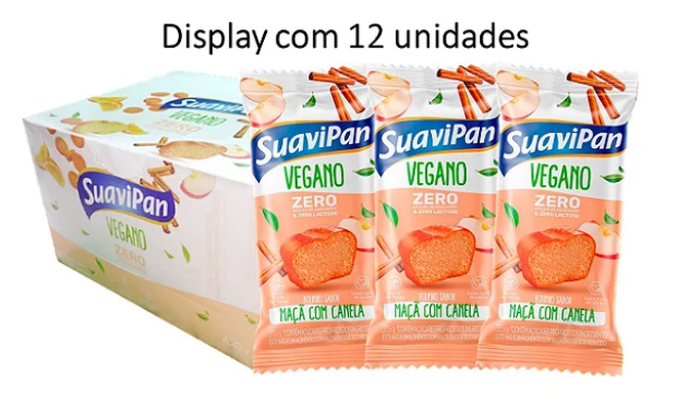 Bolinho Vegano Maçã C/Canela Zero Açúcar 12 unidades 35g Suavipan