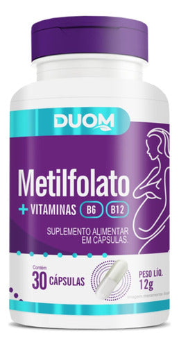 Metilfolato Com Vitaminas B12 e B6 30 Cápsulas Duom