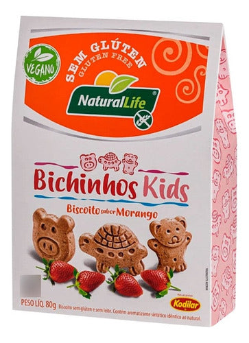 Biscoitos Bichinhos Kids Morango Sem Glúten 80g Natural Life