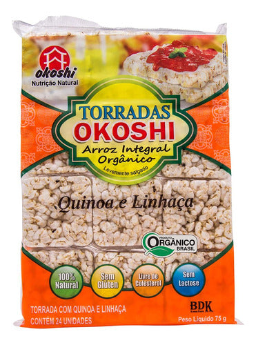 Okoshi Torrada De Arroz Integral Orgânico Quinoa E Linhaça