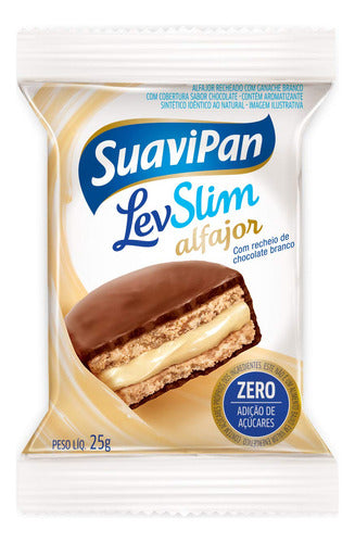 Alfajor Levslim Chocolate Branco 12 unidades 25g Suavipan