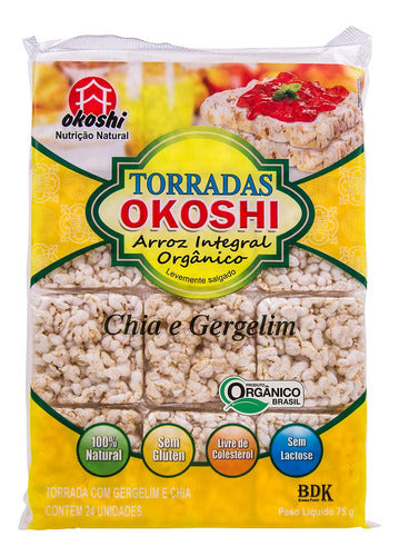 Okoshi Torrada De Arroz Integral Orgânico Chia E Gergelim