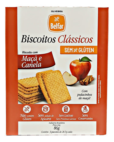 Biscoito Clássico Sem Glúten Maçã e Canela 86g Olvebra