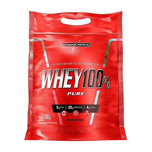 Whey 100% Pure 900g Pouch Integralmedica - Morango