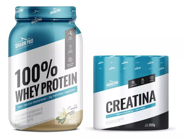 Combo Whey 100% Leitinho 900g + Creatina 300g  - Shark Pro