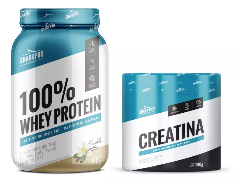 Combo Whey 100% Leitinho 900g + Creatina 300g  - Shark Pro