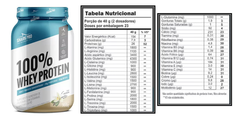 Combo Whey 100% Leitinho 900g + Creatina 300g  - Shark Pro