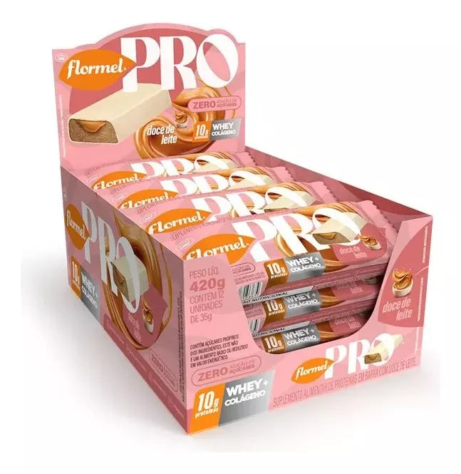 Barra De Proteína Flormel Sabor Doce De Leite Zero 420g 12un
