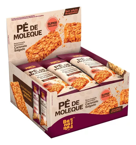 Barra Crocante de Pé de Moleque 16x20g sabor Caramelo Salgado | Banana Brasil