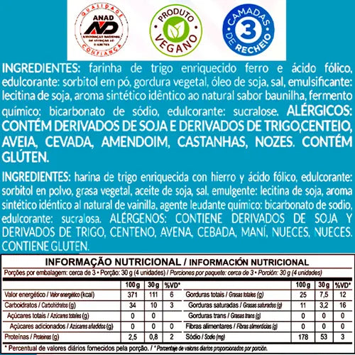 Toop Wafer Zero Açúcar e Zero Lactose 12x32g - Baunilha
