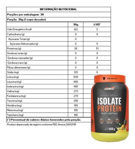Isolate Protein Zero Lactose 900g - Abacaxi com Hortelã - New Miillen