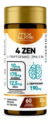 4 Zen Plus (L-Triptofano, Melatonina, ZMA e B6) 30g 60 cápsulas | Mix Nutri