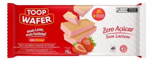 Toop Wafer Zero Açúcar e Zero Lactose 12x32g - Morango