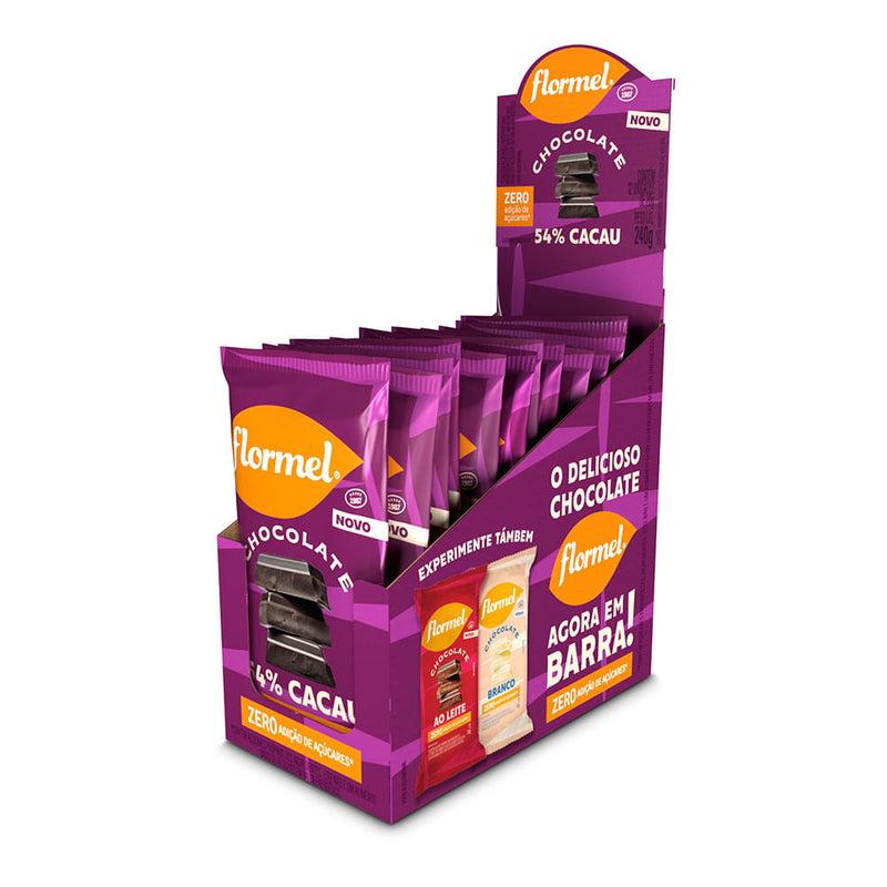 Caixa C/ 12 unidades 20g Chocolate 54% Zero Açúcar Flormel
