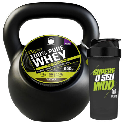 Whey protein Concentrada 100% Pure Pote Chocolate + Coqueteleira  - Wod Nutrition