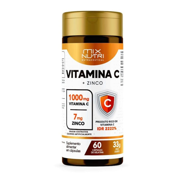Vitamina C 1000mg + Zinco 7mg Mix Nutri 60 caps
