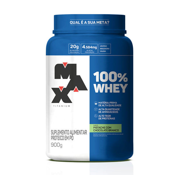 Whey 100% Pistache C/Chocolate Branco 900g Max Titanium