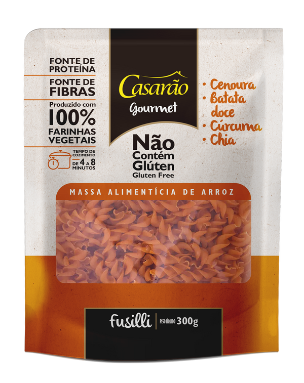 MASSA DE ARROZ GOURMET 300G FUSILLI C/CEN./BAT./CURCU./CHIA