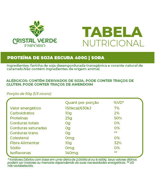 Proteí­na Texturizada Soja Vegana Escura Sora 400g