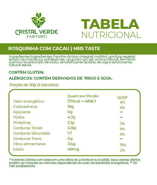 Rosquinhas Com Cacau Vegano 150G Mrs. Taste